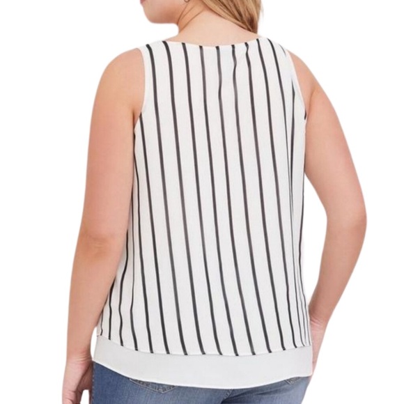 Torrid New Tank Striped Georgette Double Layer Swing Top Off White Black 3X NWT - Picture 10 of 14